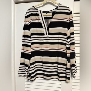 Lafayette Blackb Multicolor Striped V-Neck Blouse